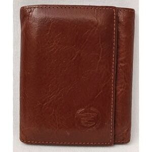 Cadillac Embossed Brown‎ Wallet Leather ID Credit Card Holder Vintage Trifold